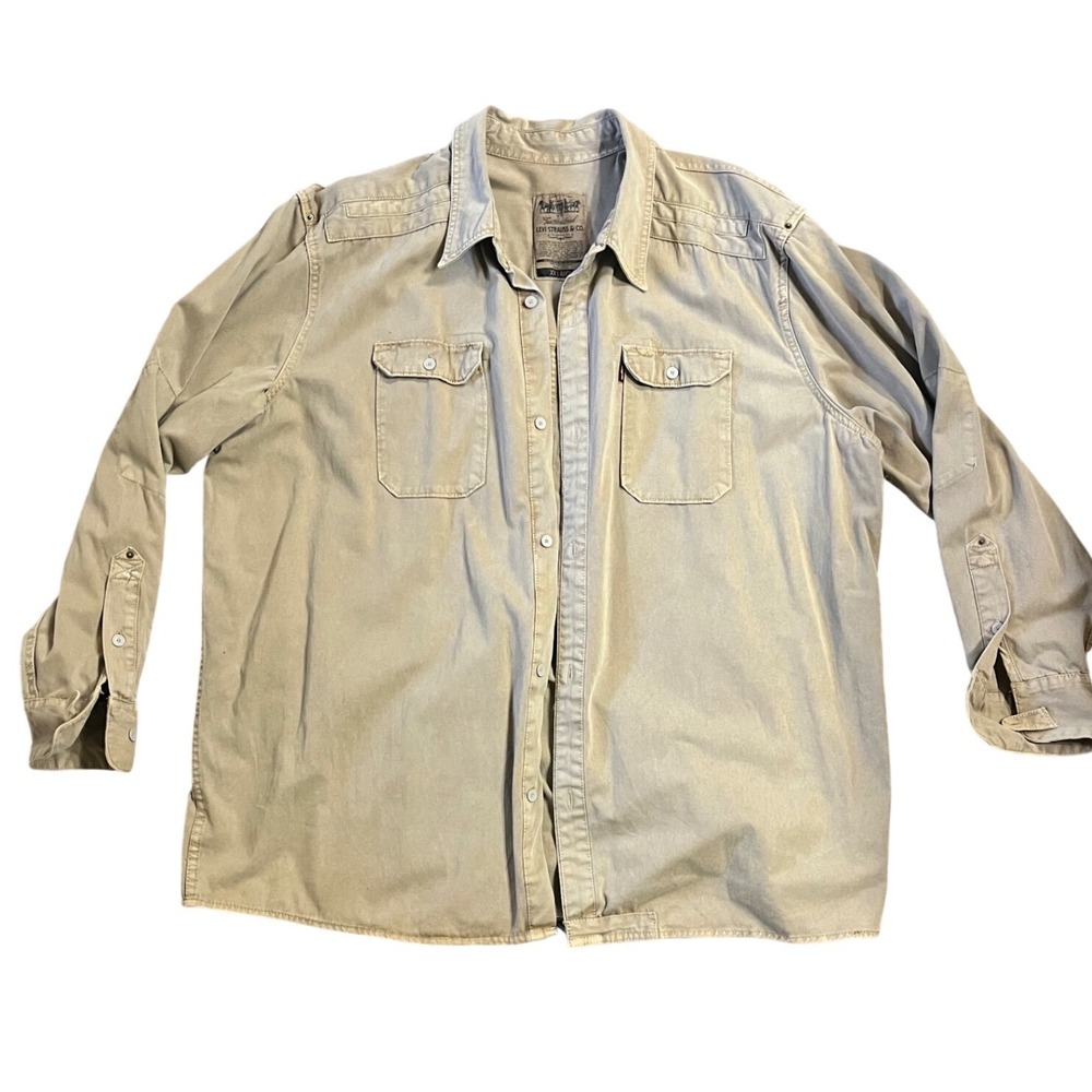 Levi Strauss‎ Co Two Horse Brand Mens XX Large Long Sleeve Button Up Shirt Khaki